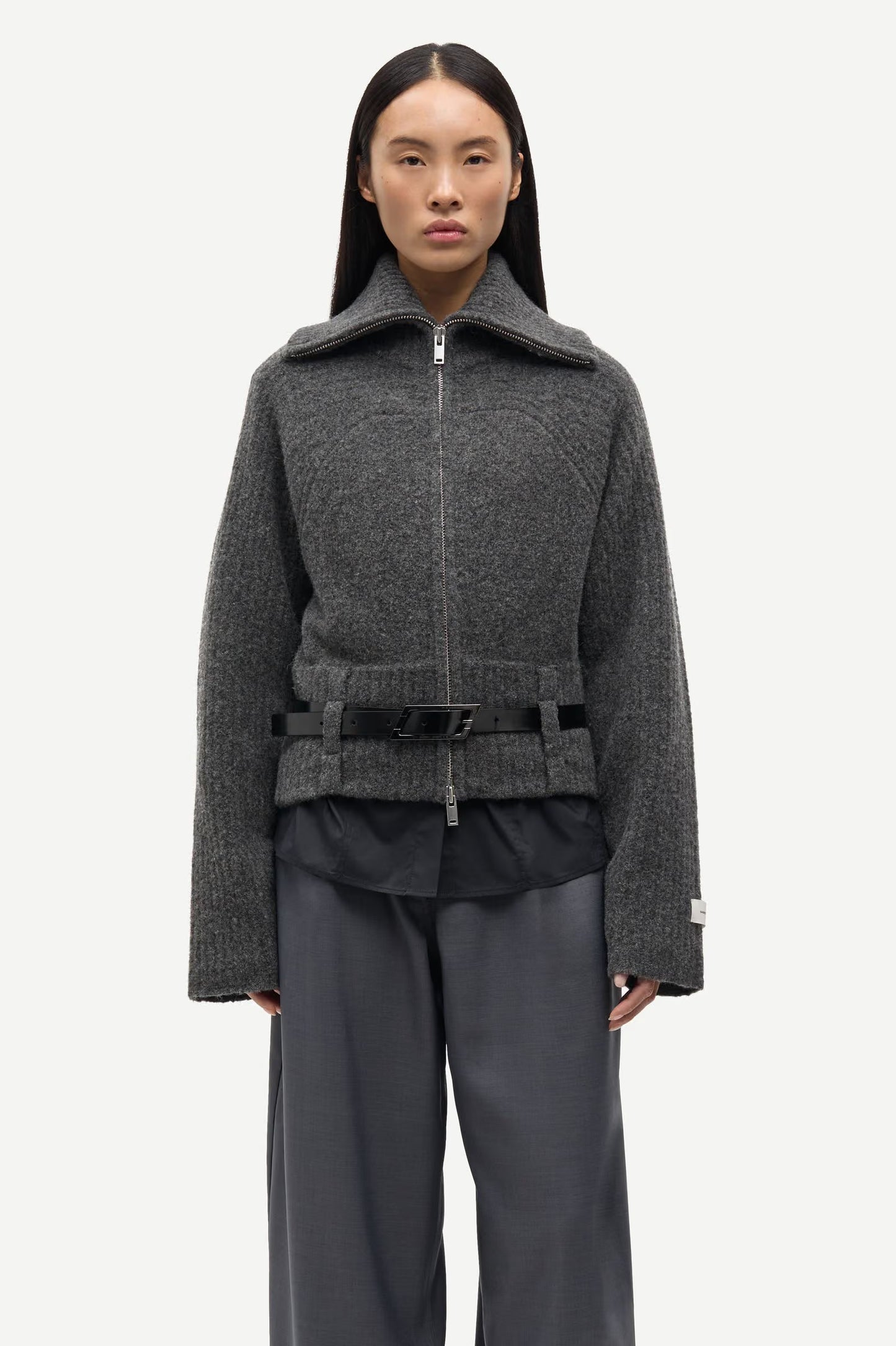 SAMSOE SAMIRRA ZIP CARDIGAN VEST GRIJS