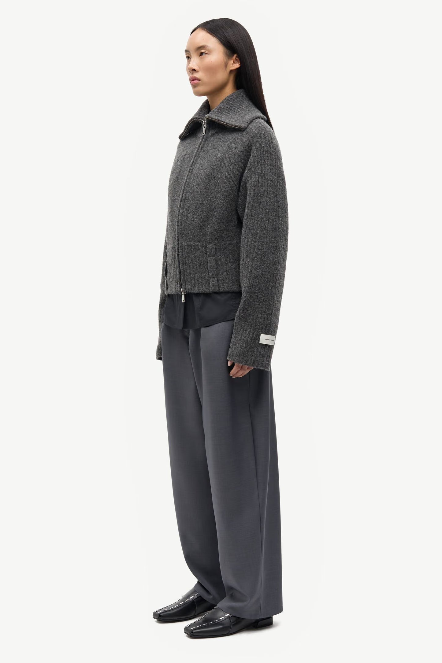 SAMSOE SAMIRRA ZIP CARDIGAN VEST GRIJS