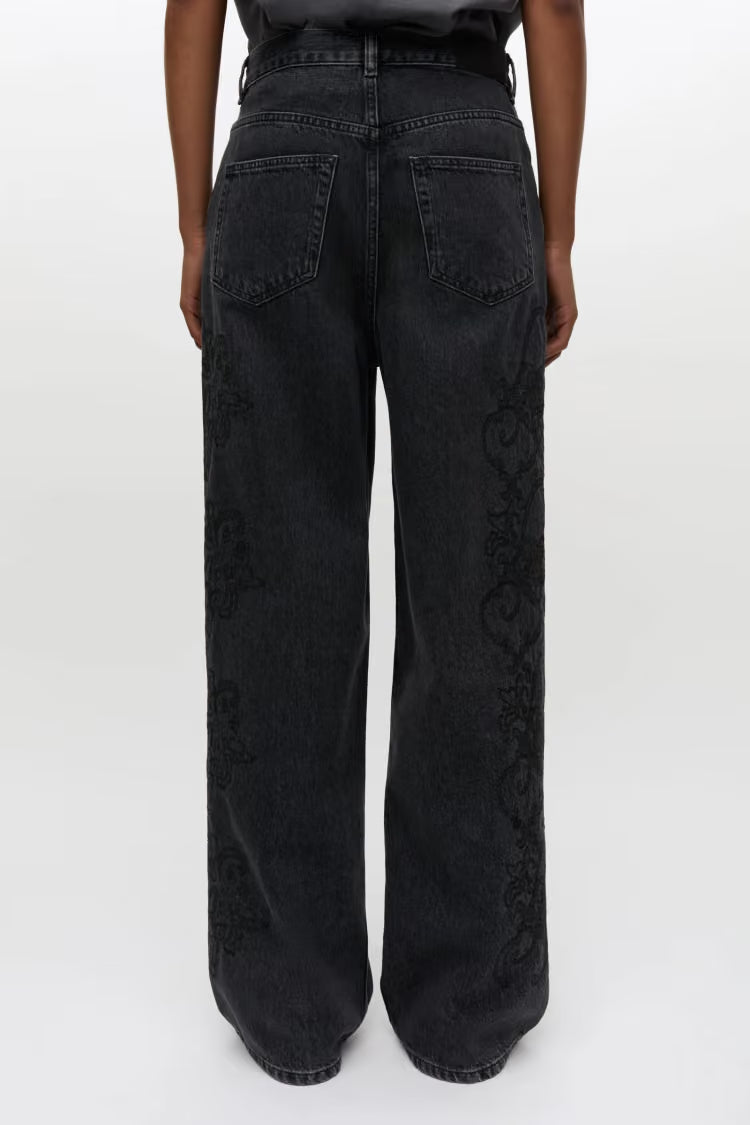 SAMSOE SASHELLY JEANS LACE EMBROIDERY BLACK