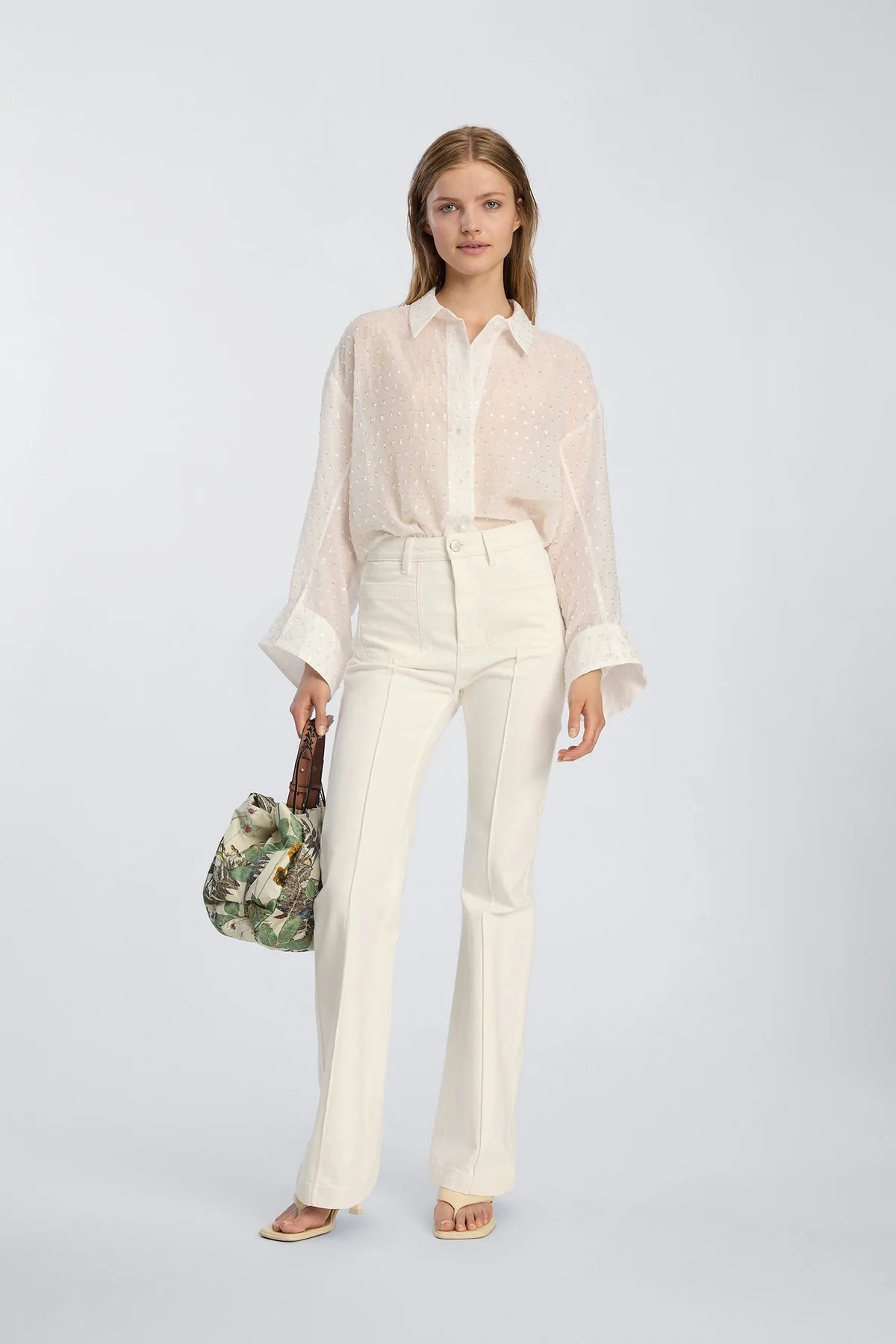 MUNTHE BJARKA PAILLETTEN BLOUSE WIT - S. LABELS