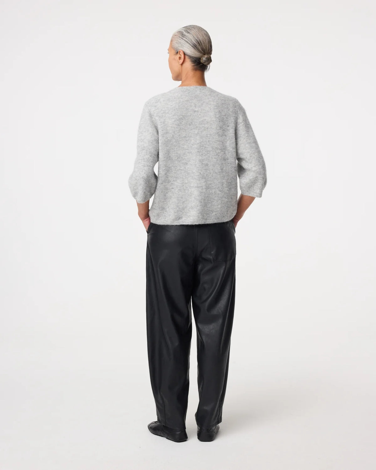 KNIT-TED FAUX LEATHER ALBA PANTS BLACK