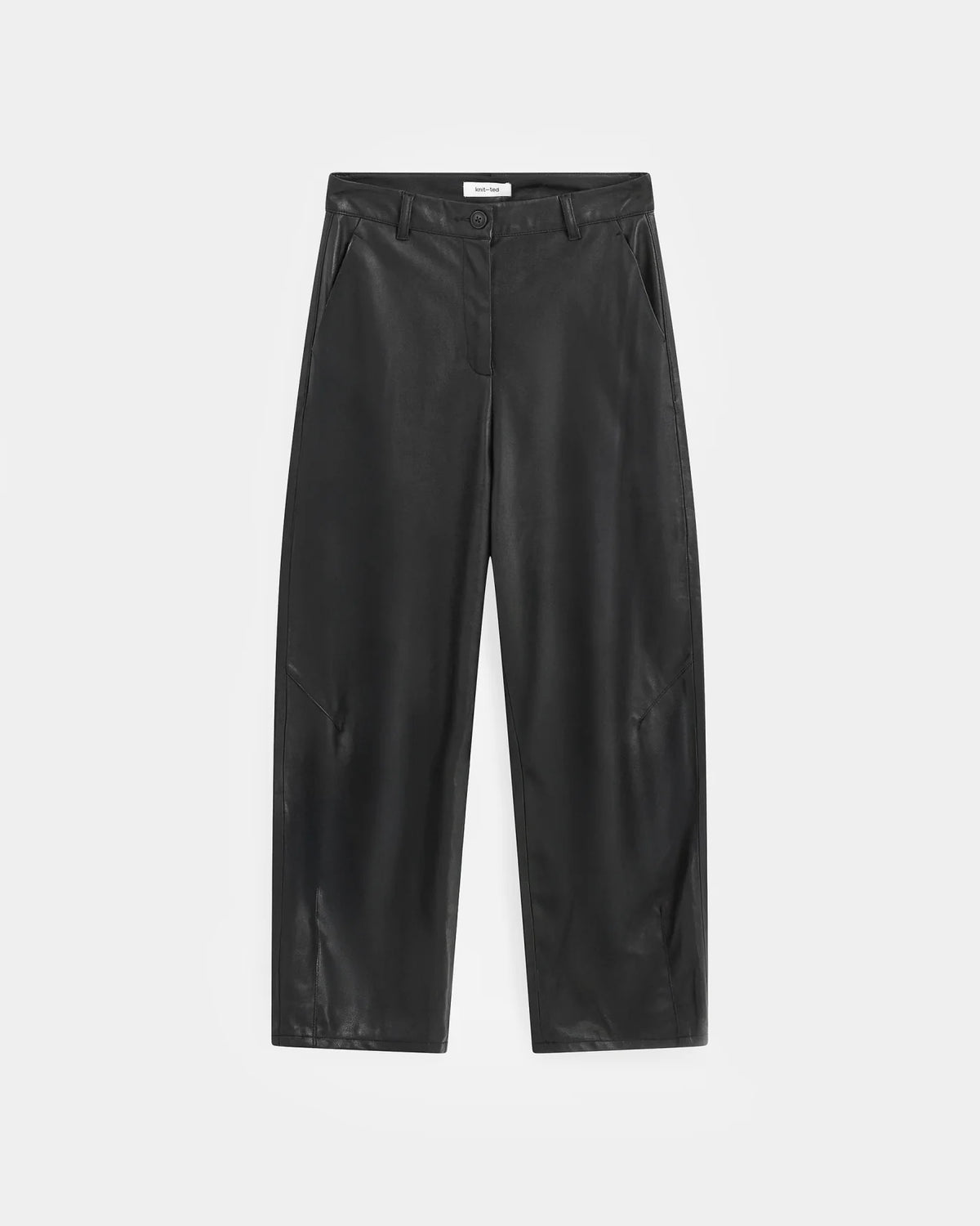 KNIT-TED FAUX LEATHER ALBA PANTS BLACK