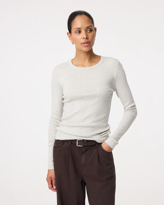 KNIT-TED KALEY TOP LIGHT GREY MELANGE
