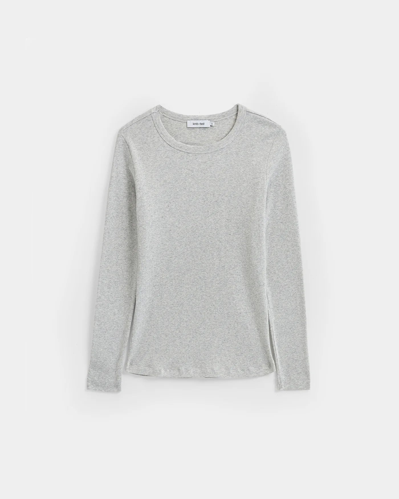 KNIT-TED KALEY TOP LIGHT GREY MELANGE