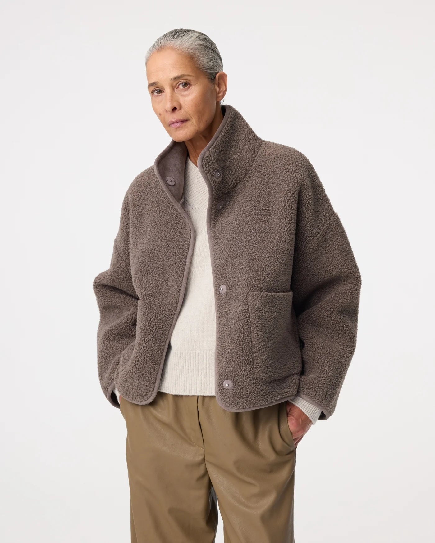 KNIT-TED JILL REVERSIBLE JACKET WALNUT