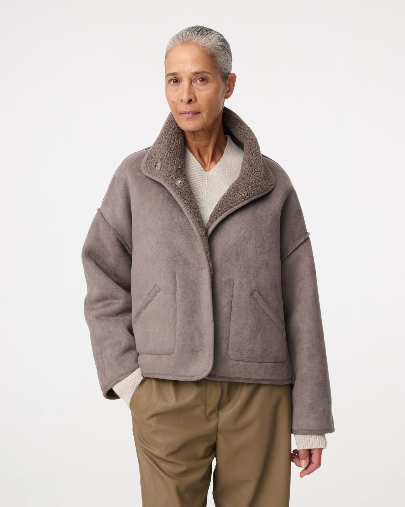 KNIT-TED JILL REVERSIBLE JACKET WALNUT