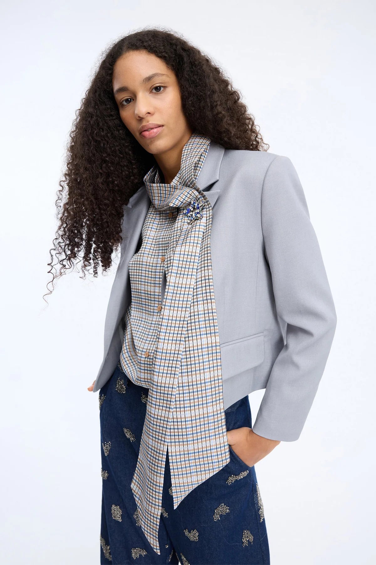 MUNTHE VEILING GERUITE BLOUSE MET STRIK