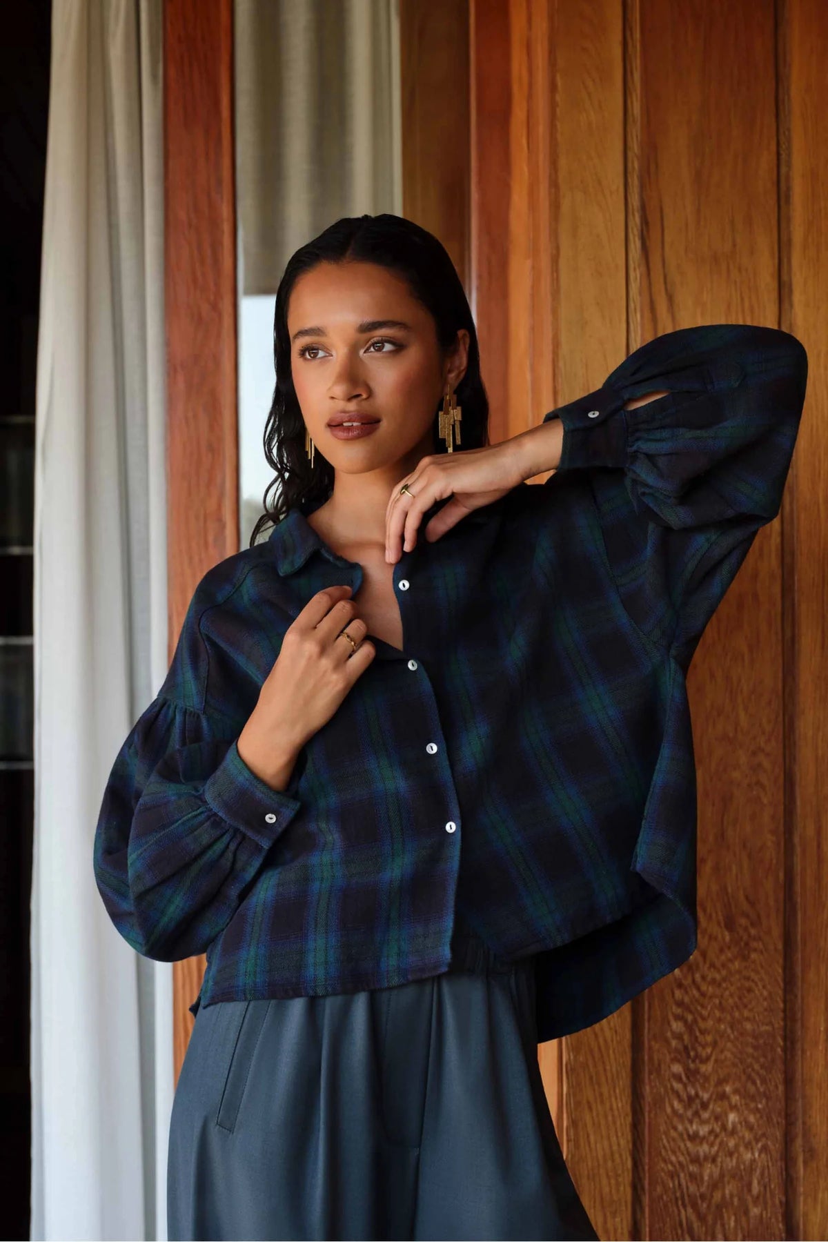 BY BAR SARAH CHECK BLOUSE
