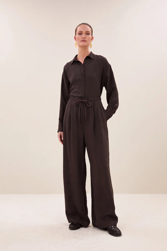 BY BAR PELLE SATIN STRIPE PANTS ESPRESSO