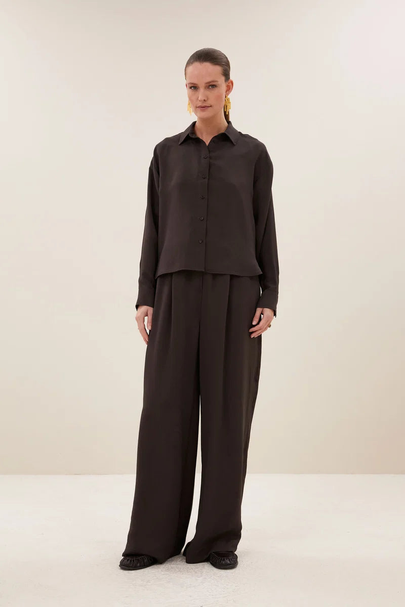 BY BAR PELLE SATIN STRIPE PANTS ESPRESSO