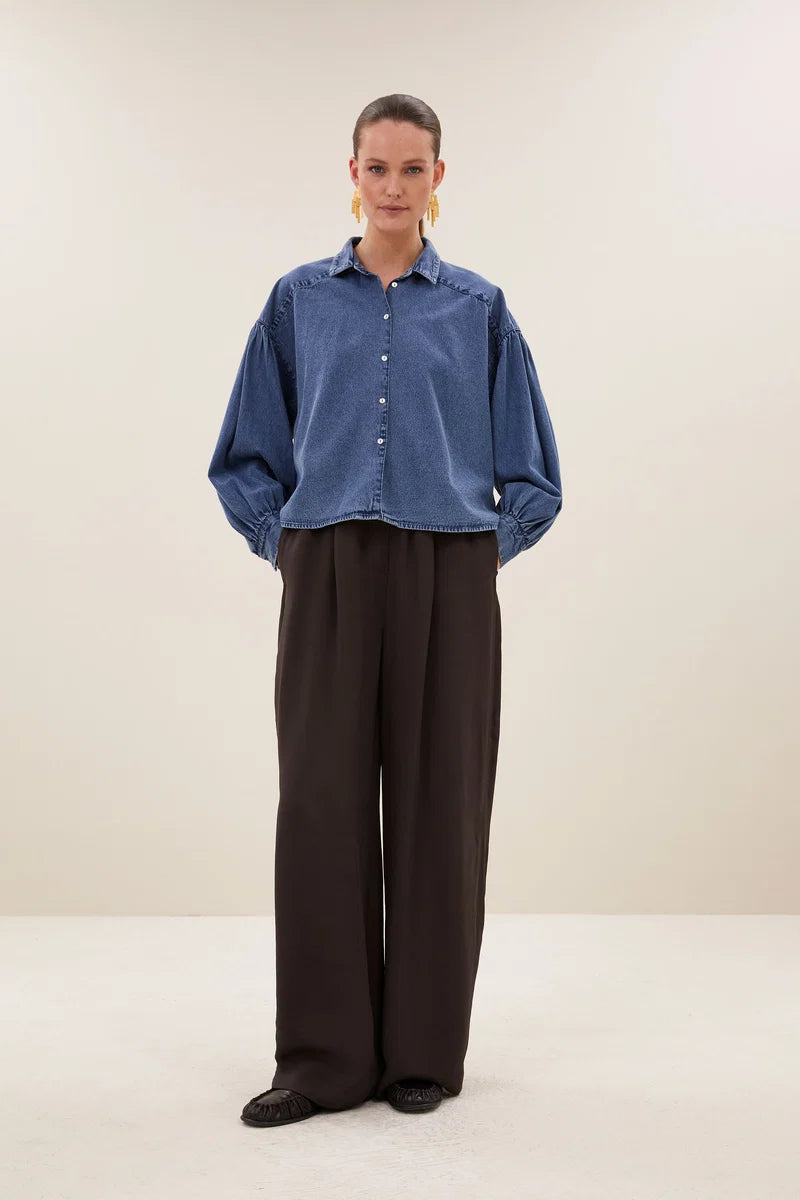 BY BAR PELLE SATIN STRIPE PANTS ESPRESSO