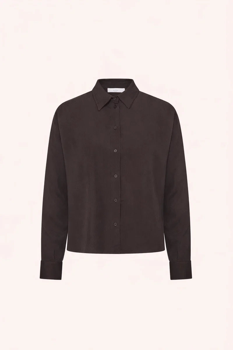 BY BAR KRIS SATIN STRIPE BLOUSE ESPRESSO