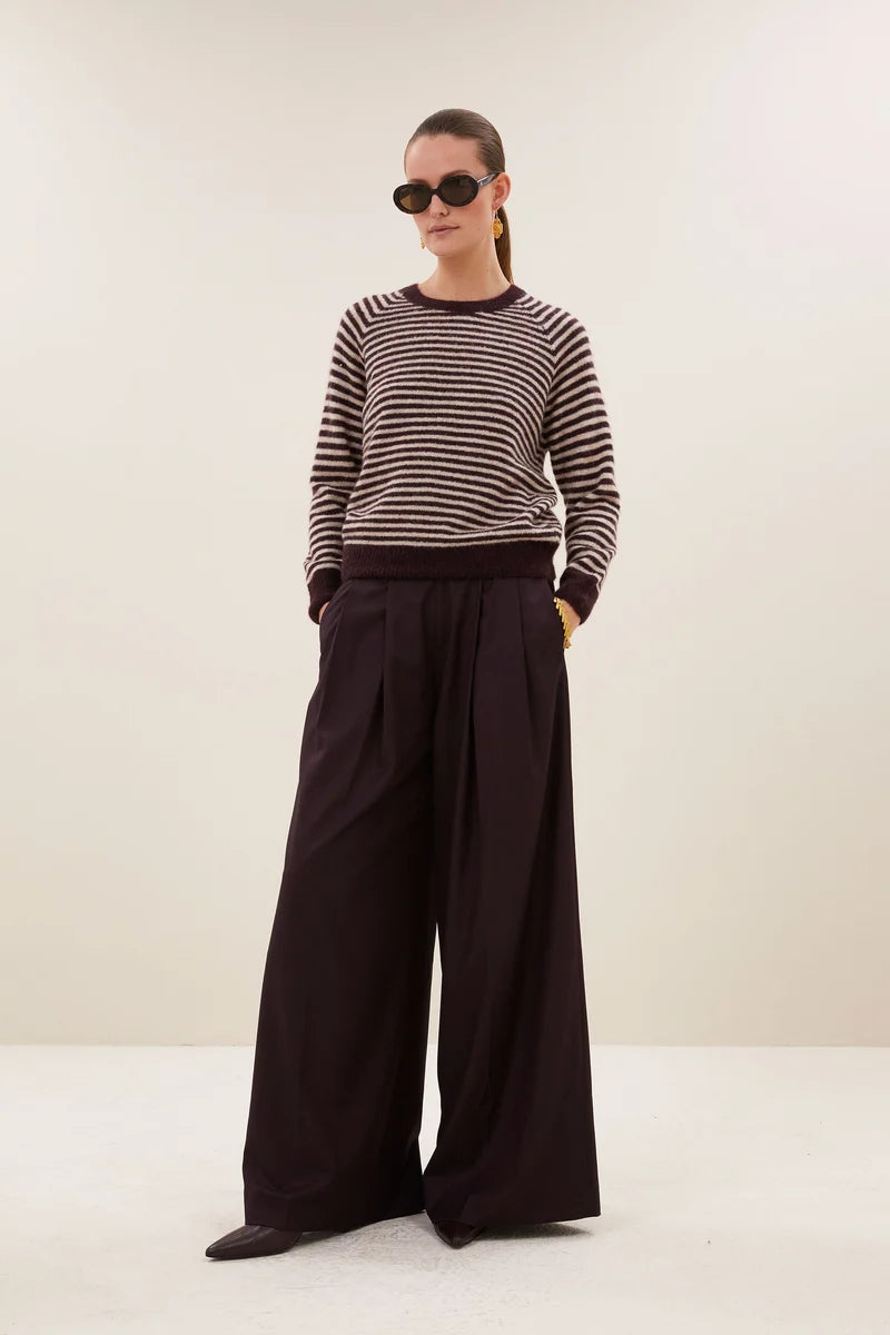 BY BAR SALLY STRIPE PULLOVER BURGUNDY