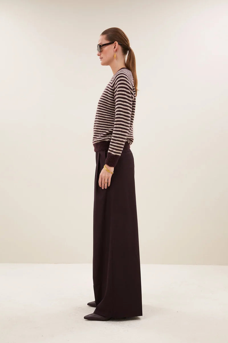 BY BAR SALLY STRIPE PULLOVER BURGUNDY