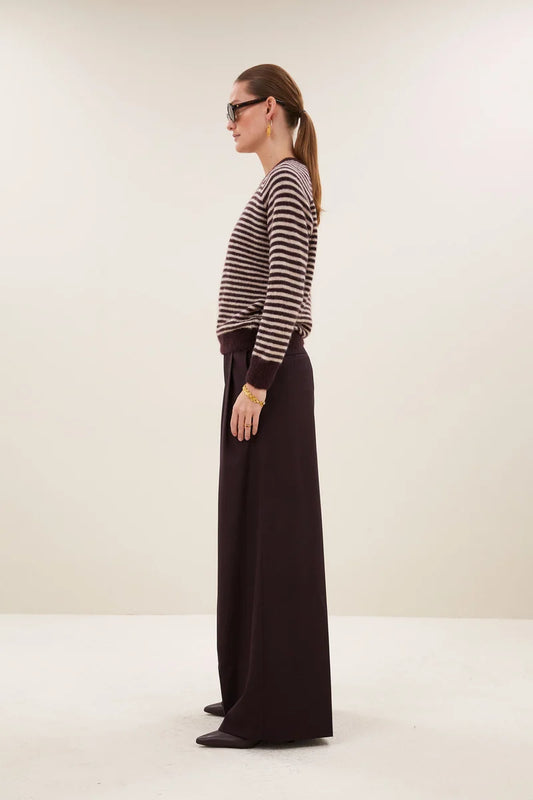 BY BAR SALLY STRIPE PULLOVER BURGUNDY