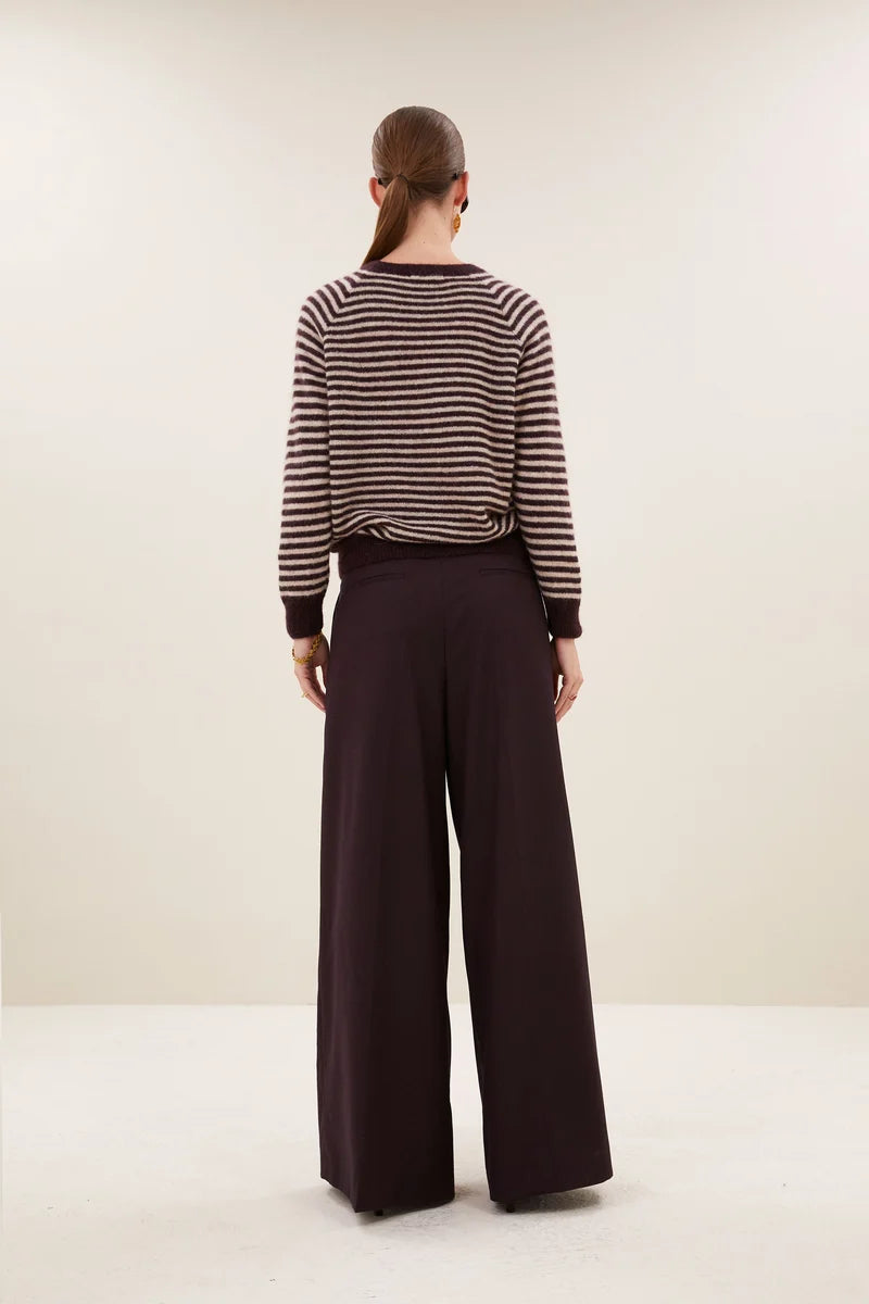 BY BAR SALLY STRIPE PULLOVER BURGUNDY