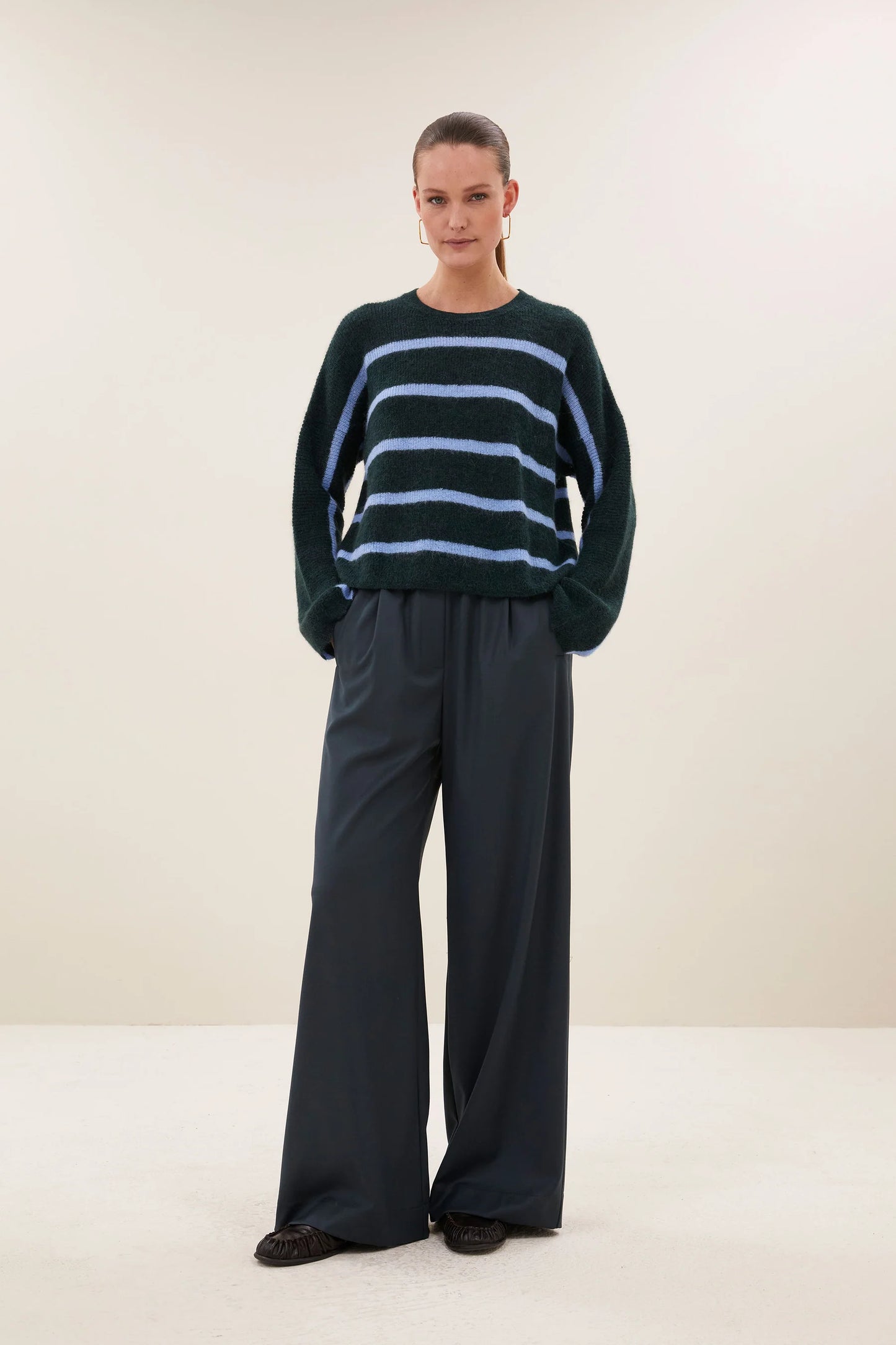 BY BAR VIDE STRIPE PULLOVER GREEN