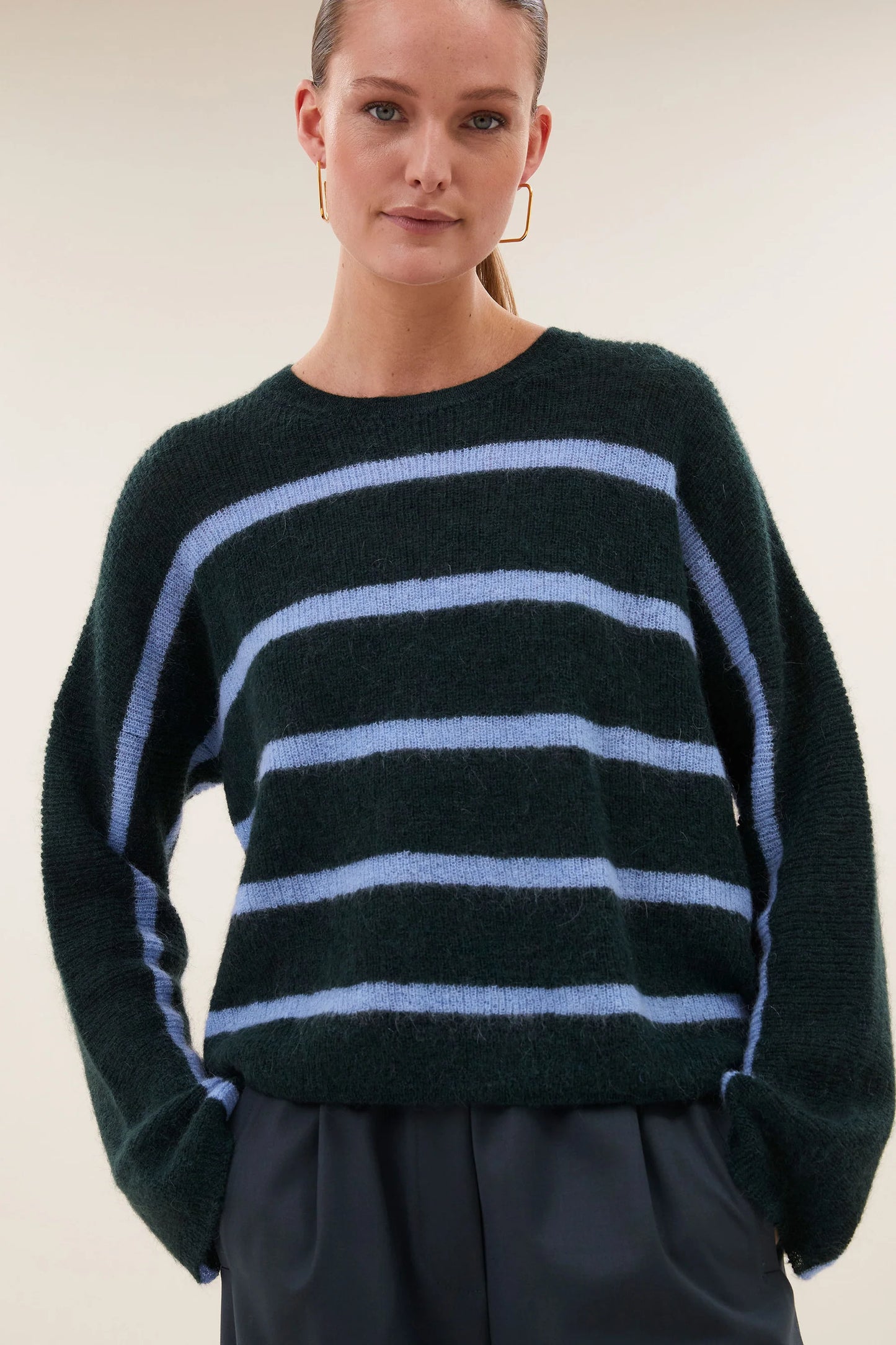BY BAR VIDE STRIPE PULLOVER GREEN