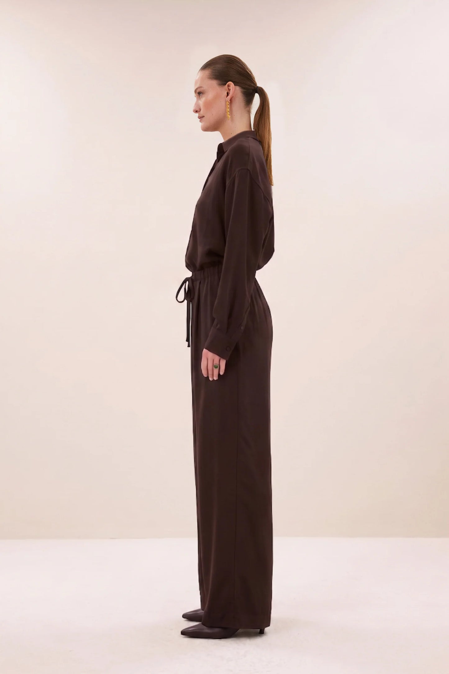 BY BAR PELLE SATIN STRIPE PANTS ESPRESSO