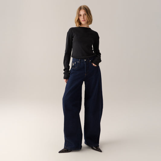 LOIS ALIANA PLEATED BARREL JEANS RINSE DARK