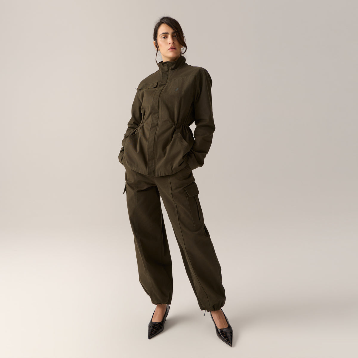 LOIS NURIA CARGO JACKET KHAKI BROWN