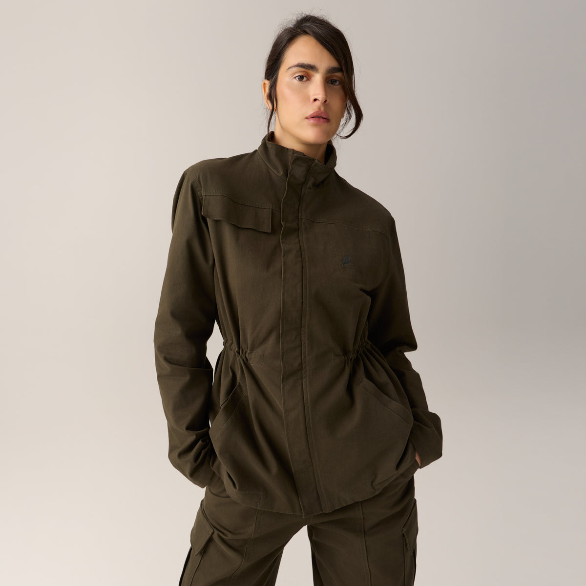 LOIS NURIA CARGO JACKET KHAKI BROWN