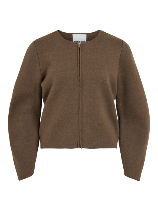 ROUGE EDIT ZIP CARDIGAN BROWN