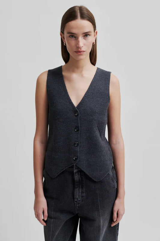 SECOND FEMALE WILLA KNIT WAISTCOAT GREY