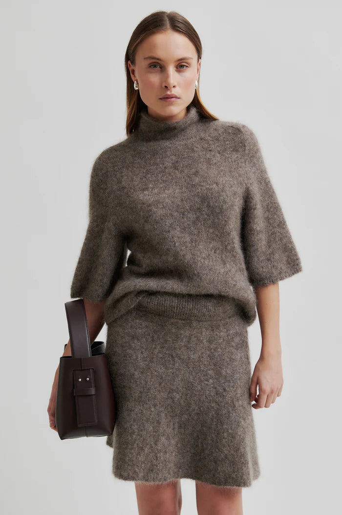 SECOND FEMALE EMMALOU KNIT TOP TAUPE