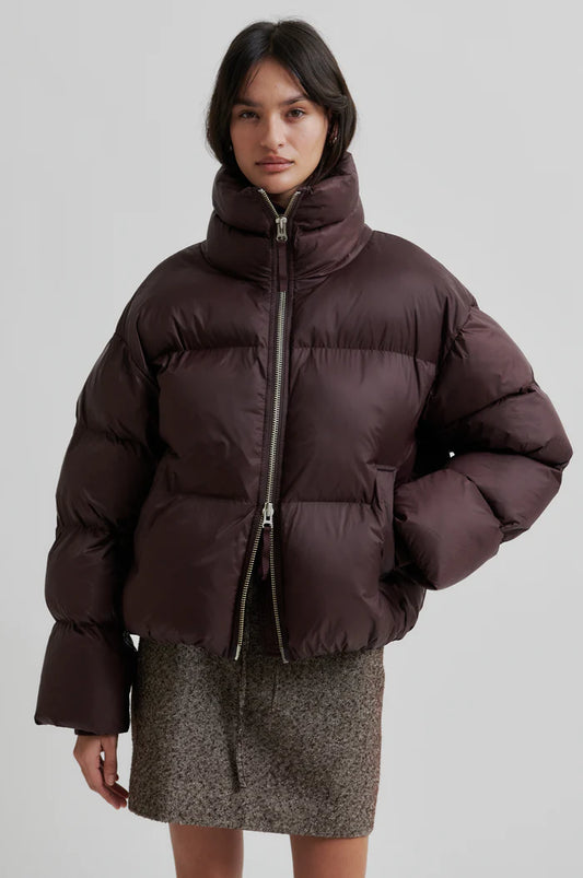 SECOND FEMALE RIYA PUFFER JACKET CHOCOLATE PLUM