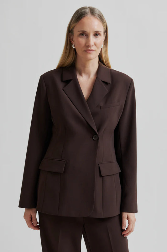 SECOND FEMALE FIQUE FITTED BLAZER CHOCOLATE PLUM