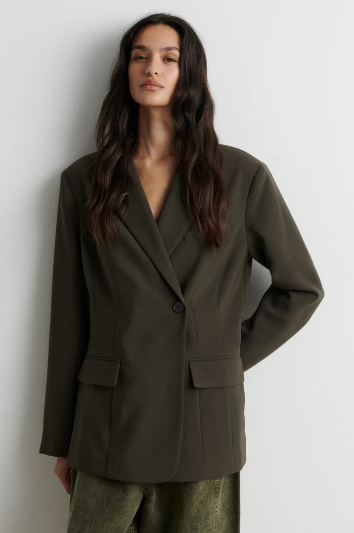 SECOND FEMALE FIQUE BLAZER BLACK OLIVE