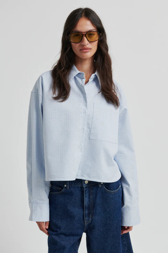 SECOND FEMALE JOZA CROPPED SHIRT L.BLUE