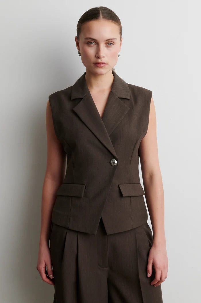 SECOND FEMALE RIESE FITTED WAISTCOAT BROWN MELANGE - S. LABELS