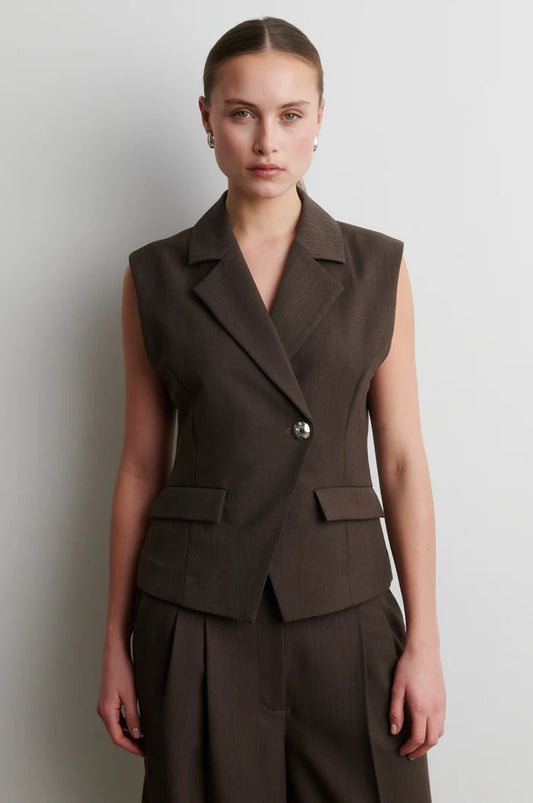 SECOND FEMALE RIESE FITTED WAISTCOAT BROWN MELANGE