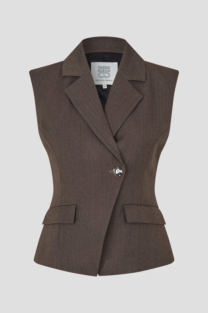 SECOND FEMALE RIESE FITTED WAISTCOAT BROWN MELANGE - S. LABELS