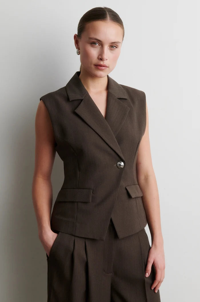 SECOND FEMALE RIESE FITTED WAISTCOAT BROWN MELANGE - S. LABELS