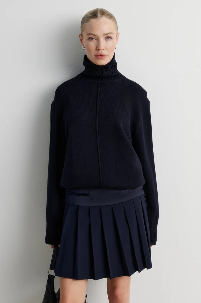 SECOND FEMALE TRUI ALPHA KNIT T-NECK NIGHT BLUE