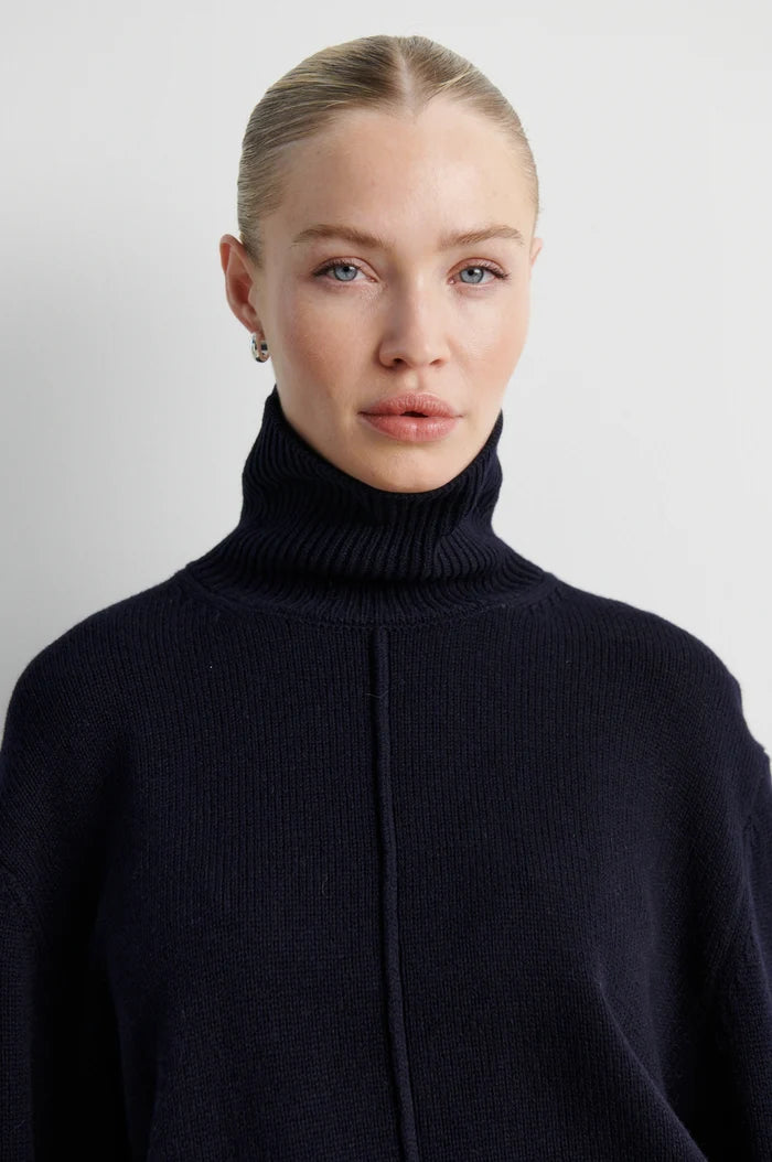 SECOND FEMALE TRUI ALPHA KNIT T-NECK NIGHT BLUE