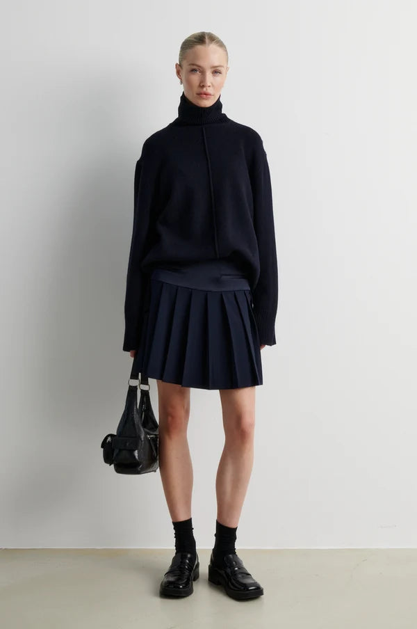 SECOND FEMALE TRUI ALPHA KNIT T-NECK NIGHT BLUE