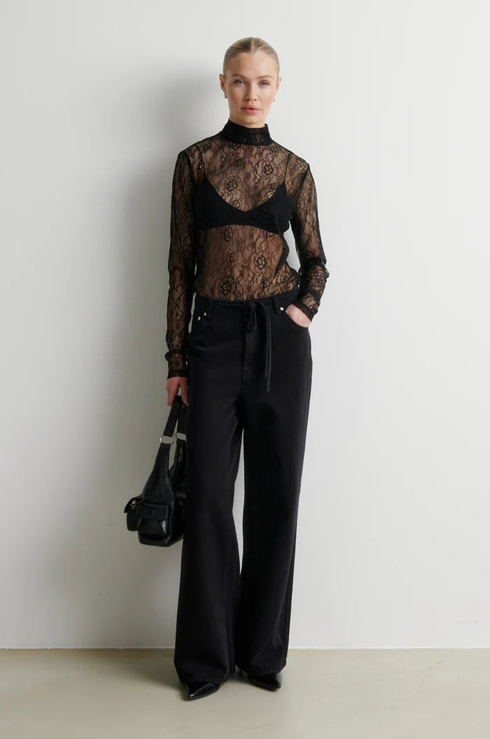 SECOND FEMALE LURIA LACE TOP ZWART