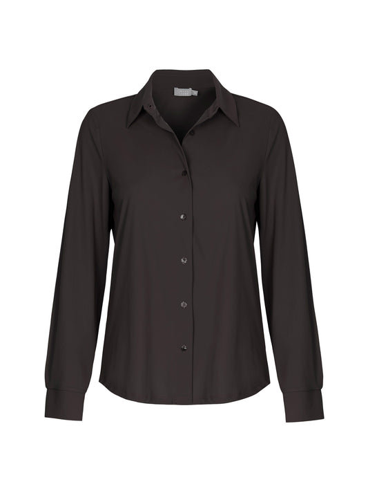 NO MAN'S LAND TRAVEL JERSEY BLOUSE DARK TRUFFLE