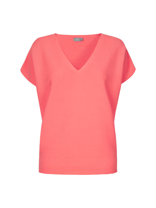 NO MAN'S LAND V NECK TOP CORAL
