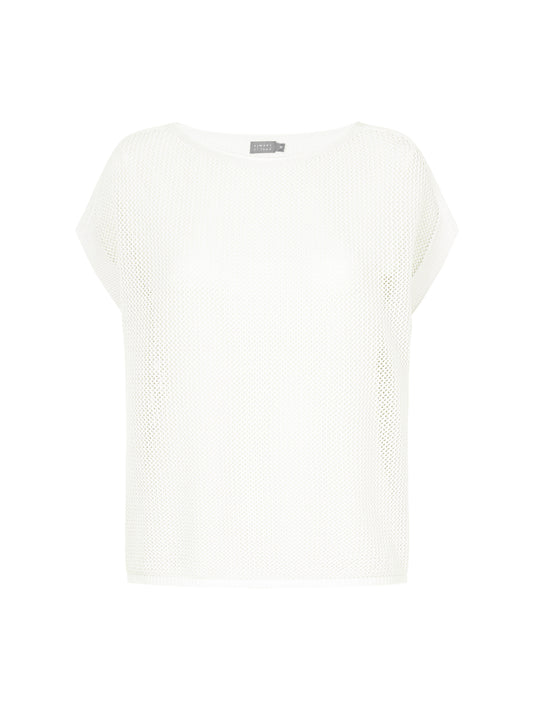 NO MAN'S LAND BOXY MESH TOP ECRU