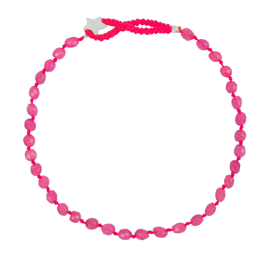 BETTY BOGAERS Neon Pink Beads Bracelet Silver