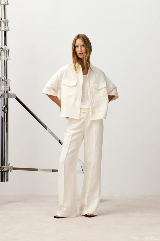 CLOSED FLARED PANTS FLYE IVORY - S. LABELS