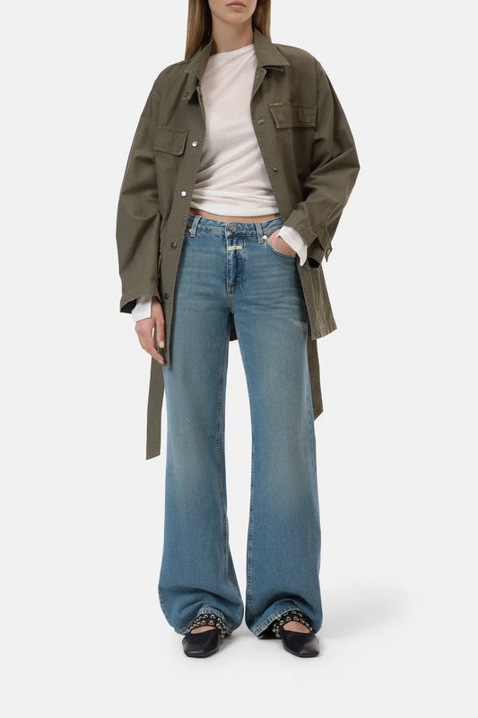 CLOSED GILLAN STRAIGHT JEANS DISTRESSED MID BLUE