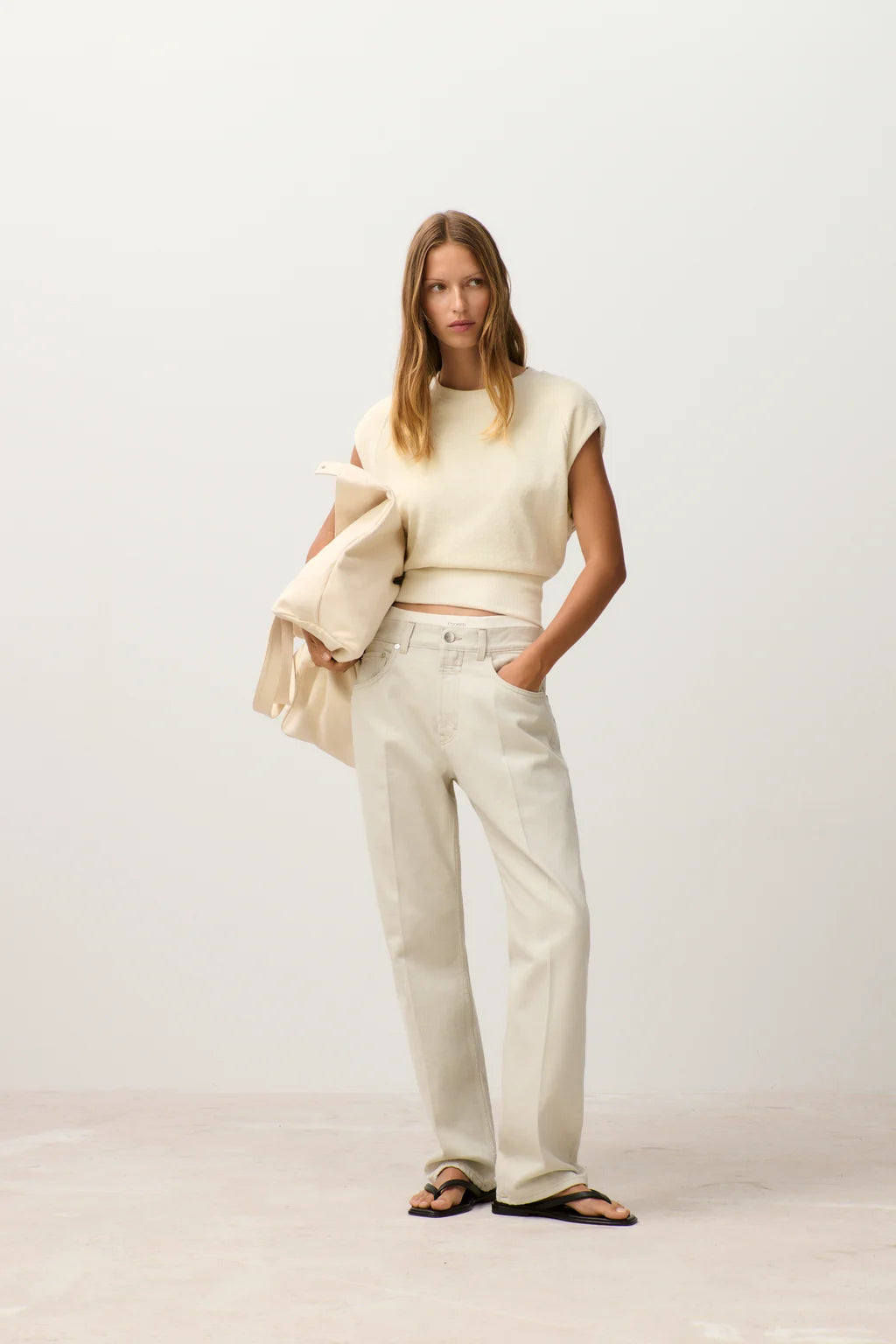 CLOSED FRENCH TERRY SWEATER MOUWLOOS CREAM - S. LABELS