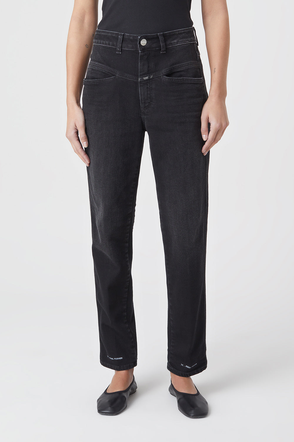 CLOSED PEDAL PUSHER COMFORT DENIM WASHED BLACK