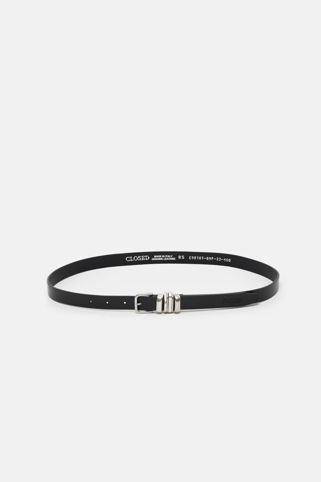 CLOSED LEATHER BELT WITH BUCKLE BLACK